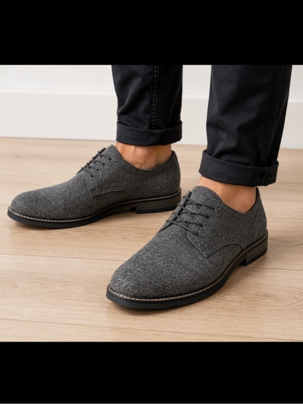 Public Opinion Gray Wool Felt Lace-Up Oxford Dress Shoes Men’s Size 10
